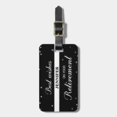 名前をカスタムする、退職祝いブラック ラゲッジタグ (正面縦)