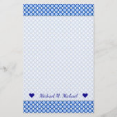 名前をカスタムする+青い点/円パターンひな形 便箋 (正面)