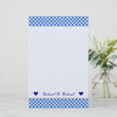 名前をカスタムする+青い点/円パターンひな形 便箋 (スタンド正面)