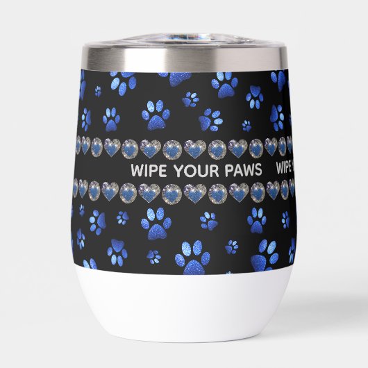 名前をカスタムする、青グリッター犬の足 (正面)