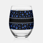 名前をカスタムする、青グリッター犬の足 ステムなしワイングラス (左)