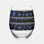 名前をカスタムする、青グリッター犬の足 ステムなしワイングラス (右)