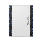 名前をカスタムする、青グリッター犬の足 ノートパッド (回転)