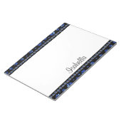 名前をカスタムする、青グリッター犬の足 ノートパッド (アングル)