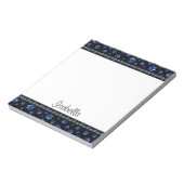 名前をカスタムする、青グリッター犬の足 ノートパッド (回転)