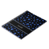 名前をカスタムする、青グリッター犬の足 ノートブック (左側)