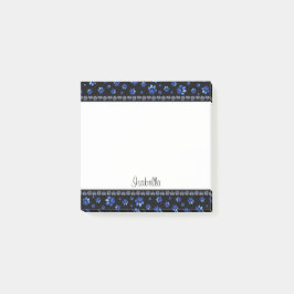 名前をカスタムする、青グリッター犬の足 ポストイット