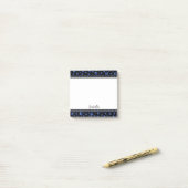 名前をカスタムする、青グリッター犬の足 ポストイット (デスク上)