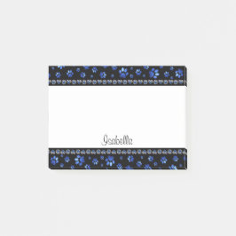 名前をカスタムする、青グリッター犬の足 ポストイット