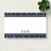 名前をカスタムする、青グリッター犬の足 ポストイット (オフィス)