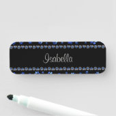 名前をカスタムする、青グリッター犬の足 名札 (インサイチュ)