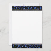 名前をカスタムする、青グリッター犬の足 招待状 (裏面)