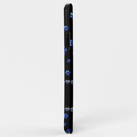 名前をカスタムする、青グリッター犬の足 Case-Mate iPhoneケース (裏面/右)