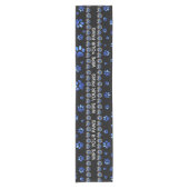 名前をカスタムする、青グリッター犬の黒い上の足 ショートテーブルランナー (正面)