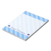 名前をカスタムする+青ハートとストライプパターン ノートパッド (回転)