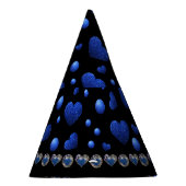 名前をカスタムする、青ハートグリッターパターン パーティーハット (右)