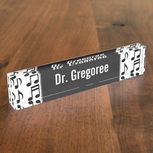 名前をカスタムする + 音符の机用ネームプレートの格子 デスクネームプレート (側面)