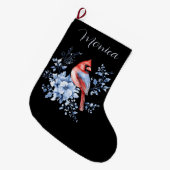 名前をカスタムする（鳥）ショウジョウコウカンチョウレッドバードチノイスリー ラージクリスマスストッキング (正面 (吊り時))