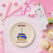 名前をカスタムする、1歳の誕生日、甘いブルーケーキ ペーパープレート (パーティー)