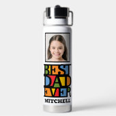 名前をカスタムする&2枚の写真最高のパパEVER ウォーターボトル (背面)
