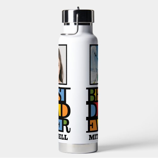 名前をカスタムする&2枚の写真最高のパパEVER ウォーターボトル (右面)