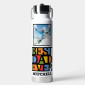 名前をカスタムする&2枚の写真最高のパパEVER ウォーターボトル (正面)
