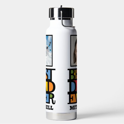 名前をカスタムする&2枚の写真最高のパパEVER ウォーターボトル (左面)