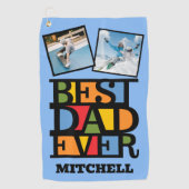 名前をカスタムする&2枚の写真最高のパパEVER ゴルフタオル (正面)