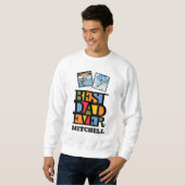 名前をカスタムする&2枚の写真最高のパパEVER スウェットシャツ (正面フル)