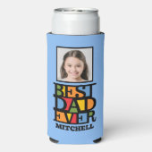 名前をカスタムする&2枚の写真最高のパパEVER スリム缶クーラー (Seltzer裏面)