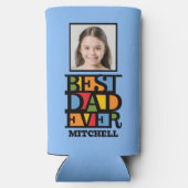 名前をカスタムする&2枚の写真最高のパパEVER スリム缶クーラー (裏面)