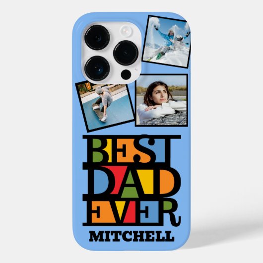 名前をカスタムする&3枚の写真最高のパパEVER Case-Mate iPhoneケース (裏面)