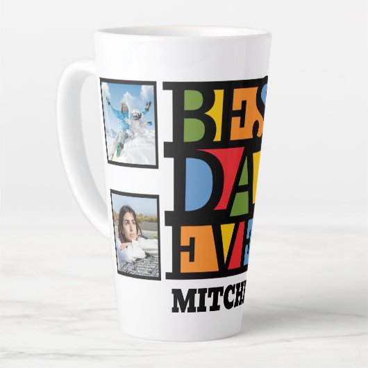 名前をカスタムする&4枚の写真最高のパパEVER カフェラテマグ (左アングル)