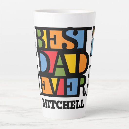 名前をカスタムする&4枚の写真最高のパパEVER カフェラテマグ (正面)