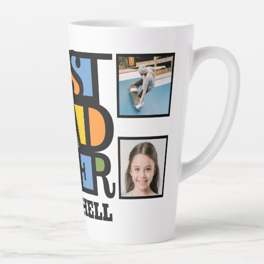 名前をカスタムする&4枚の写真最高のパパEVER カフェラテマグ (右)