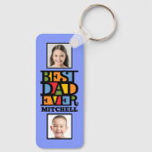 名前をカスタムする&4枚の写真最高のパパEVER キーホルダー (裏面)