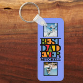 名前をカスタムする&4枚の写真最高のパパEVER キーホルダー (正面)