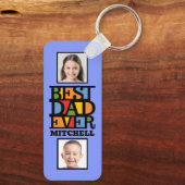 名前をカスタムする&4枚の写真最高のパパEVER キーホルダー (裏面)