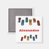 名前をカスタムする- Boys Race Cars Magnet マグネット (正面/裏面)