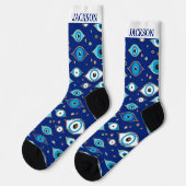 名前をカスタムする- Evil Eyeの保護パターン ソックス (左)