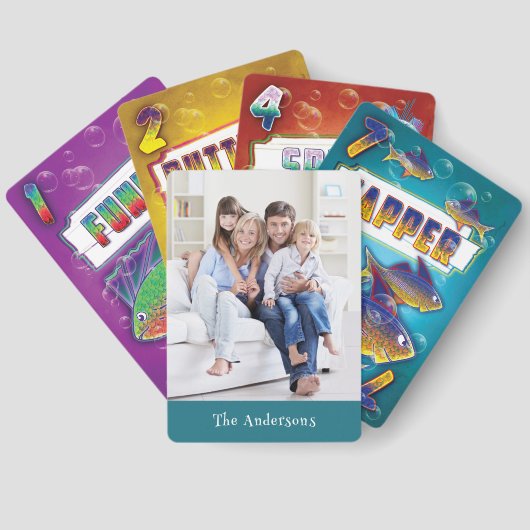 名前をカスタムする「Go Fish」フォトトランプ トランプ (裏面)