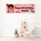 名前をカスタムする、Groovy Birthday Partyバナー 横断幕 (インサイチュ)