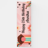 名前をカスタムする、Groovy Birthday Partyバナー 横断幕 (縦)