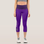 名前をカスタムする- Violet Flower Doodle 無地の - Indigo カプリレギンス (正面)