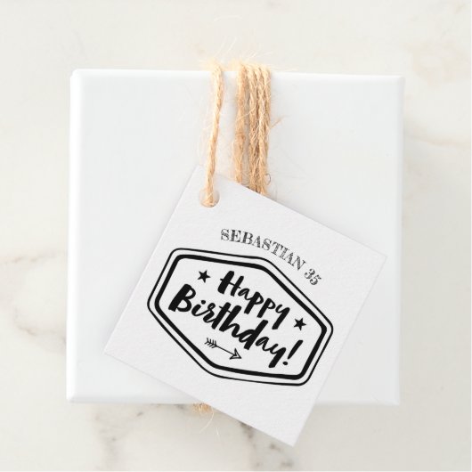 名前をカスタムするAGE誕生日ラベル – 男性素朴ラベル フェイバータグ (インサイチュ)