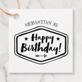 名前をカスタムするAGE誕生日ラベル – 男性素朴ラベル フェイバータグ