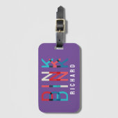 名前をカスタムするDinkピックルパーソナライズされたボールゲームチーム ラゲッジタグ (正面縦)