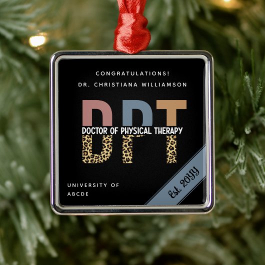 名前をカスタムするDPTドクターオブフィジカルセラピーシック メタルオーナメント (ツリー)