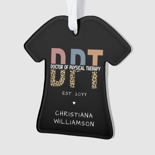 名前をカスタムするDPTドクターオブフィジカルセラピーチータ オーナメント (正面)