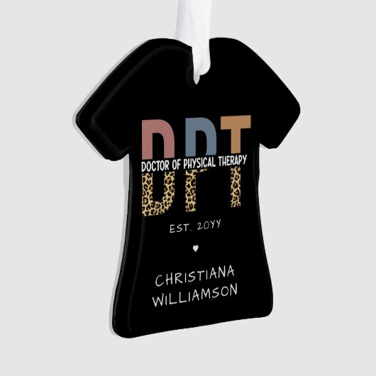 名前をカスタムするDPTドクターオブフィジカルセラピーチータ オーナメント (正面)